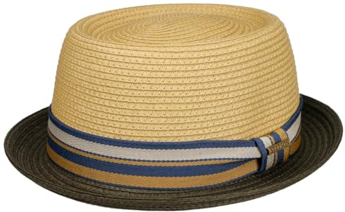 Stetson Licano Pork Pie Strohhut UV-Schutz 40 Damen und Herren Frühling Sommer Oliv L (58-59 cm)