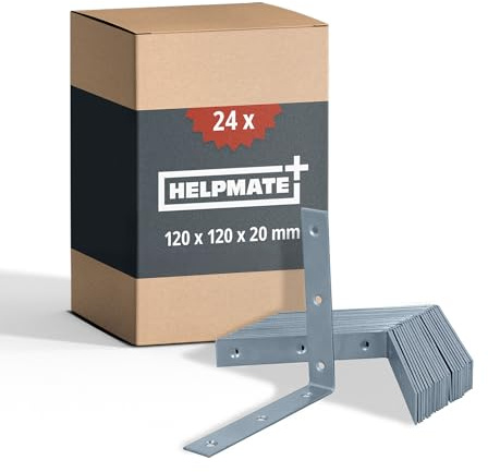 HELPMATE – 24 équerre metal de chaise – 120x120x20 mm – Équerre fixation galvanisée et passivée bleue – Équerre de fixation avec protection anti-corrosion, stable & durable