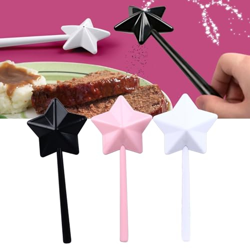 3 Piezas de Salero y Pimentero con Varita Mágica de Estilo Lindo, Salero y Pimentero, Decoración de Cocina para Cocinar en Casa (rosa, Negro y blanco)