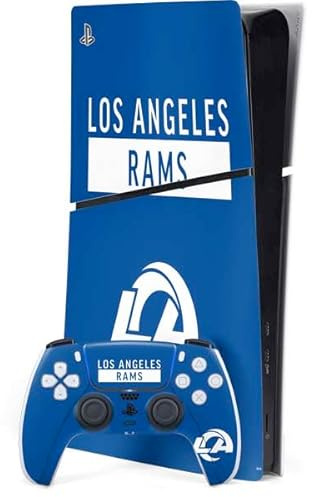 Skinit Decal Gaming Skin Compatible with PS5 Slim Digital Edition Bundle - Officially Licensed NFL Los Angeles Rams Blue Performance Series Design