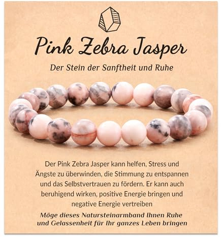 POWWA 100% Naturstein Armband – Stresslinderndes Armband mit Heilenden Edelsteinen, Glücksbringer & Energiearmband, Geschenk für Damen & Herren