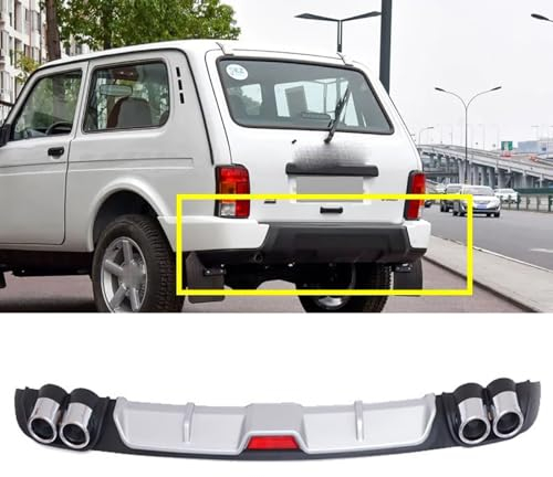 Auto Heckstoßstange Heckdiffusor Spoilerlippe für Lada Niva, ABS, Silber/Schwarz,Silver Black