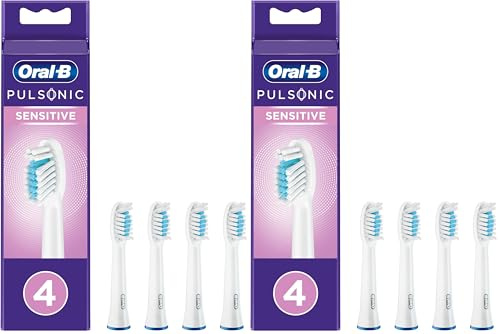 Oral-B Pulsonic Sensitive Aufsteckbürsten für Schallzahnbürsten, 4 Stück, Zahnbürstenaufsatz für Oral-B Schallzahnbürste (Packung mit 2)