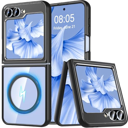OWKEY für Samsung Galaxy Z Flip 7 FE/Z Flip 6 Hülle, Magnetisch Handyhülle kompatibel mit Magsafe, Kratzfeste Slim Dünne Schutzhülle Case Bumper (Schwarz)