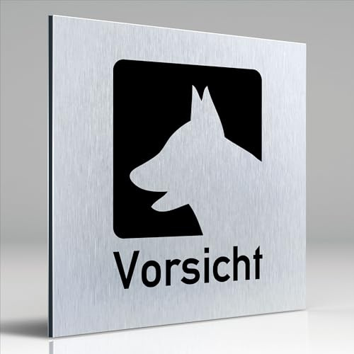 Türschilder24 Aluminium Dibond Schild - Türschild • 120 x 120 x 3 mm • Vorsicht bissiger Hund • 100% Made in Germany (C: Vorsicht bissiger Hund)