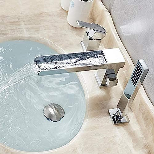 Wasserfall-Badewannenarmatur Mit Langem Auslauf, Weit Verbreiteter Chrom-Wannenmischer-Wasserhahn, Deckmontage, 3 Löcher, Wasserfall-Badewannen-Duschset, Handbrause