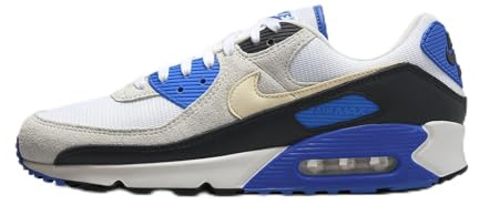 NIKE HF3449-100 Air Max 90 Premium Men White/Khaki-Racer Blue-Black UK 5.5