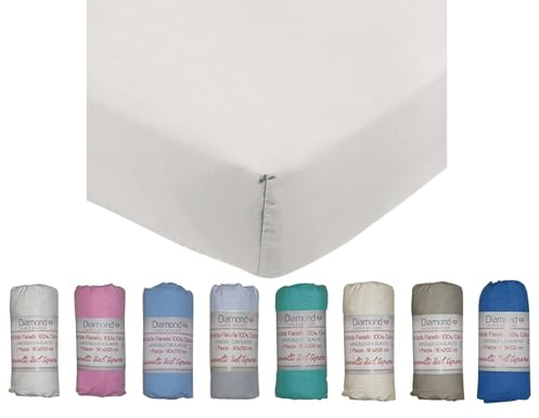 Lenzuola Sotto Matrimoniale con Angoli Flanella Lenzuolo Cotone Felpato Invernale Tinta Unita Misura 2 Piazze 180x200 cm Colore Bianco