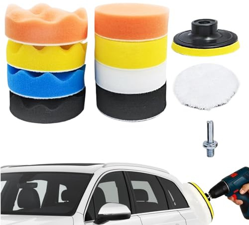 Kit De Almohadillas De Pulido Para Coche - 17 Almohadillas De Pulido De Esponja Para Coche | Almohadillas De Pulido De Esponja De Coche Con Adaptador De Taladro | El Kit De Almohadillas De Pulido De