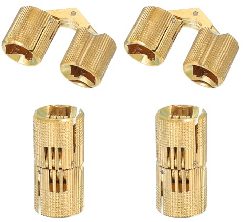 sourcing map Lot de 4 charnières cylindriques cachées en laiton de 18 mm - Charnière cylindrique invisible dissimulée - Support pliable à 180 degrés - Petite charnière pour bricolage, travaux manuels,