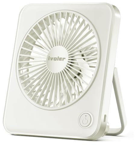 ivoler USB Ventilator Mini mit 3 Geschwindigkeiten, Super Leisem Kraftvoll Tragbarer Lüfter mit An/Ausschalter für PC, Zuhause, Büro oder unterwegs - Weiß