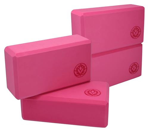 Yoga Block 4er Set VonBueren pink | 22 x 12 x 7,5 cm je Yogablock | Yogablöcke für Damen und Herren aus EVA | Klötze für Pilates