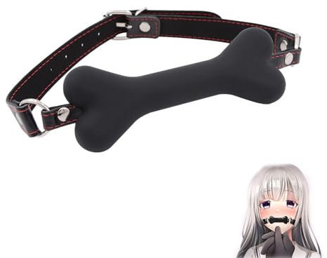 Gag Mouth,PU Leather Paly Buckle Belt Silicon Mouth Ball,Adjustable Silicone Lips Mouth Gag Mouth Ball,SM Ball Gag Lips Harness Bondage,Fetish Slave Sex Toys for Beginners Couples (Bone Ball)