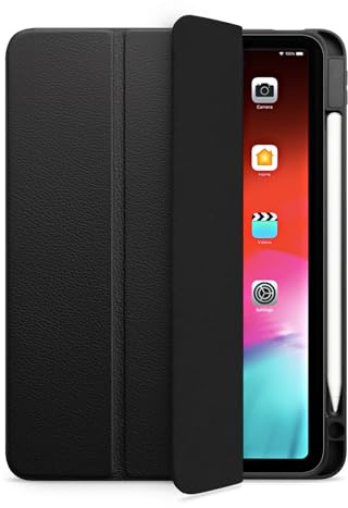 WIIUKA Hülle für iPad Pro 11 (2025/2024) M5/M4, Deutsches Leder, Lederhülle extra Dünn, Premium Smart-Cover Case, Schwarz