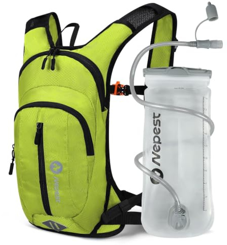 Nepest Trinkrucksack 8L - Fahrradrucksack & Skirucksack mit 2L Trinkblase | Ideal für MTB Laufen & Skifahren, Verstellbarer Brust & Taillengurt mit Sicherheitspfeife