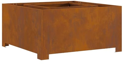 vidaXL Focolare Quadrato Marrone 80 x 80 x 40 cm | Riscaldatore da Esterno a Legna in Acciaio Inossidabile, Durevole e Resistente alle Intemperie, Perfetto per Incontri e Falò, Portatile e Resistente