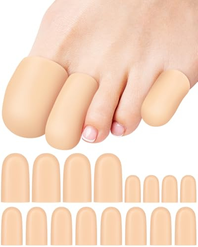 16Pcs Silicone Toe Protectors Covers for Women and Men, Gel Toe Caps Sleeves for Pain Relief, Bunion Cushions, Ingrown Toenails, Corns Pads, Calluses, Blisters (4L+8M+4S))