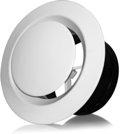 SIGANDG Cubierta de Ventilación de ABS, Válvula de Disco Blanca de 125 mm, Rejillas de Ventilación Ajustable, Cubierta de Rejilla de Escape de Aire para Montaje en Techo o Pared