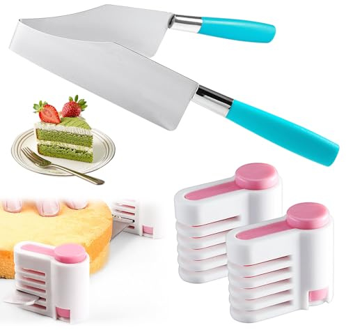 Stainless Steel Cake Slicer and Cutter, Adjustable Cake Cutter 5 Layers for Toast Kitchen Fixator Tool for Birthday Wedding Party Desserts Pastry Bread Pizza Divider Slicer (blue)