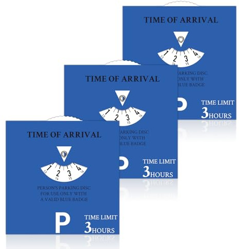Pack of 3 Parking Timer Discs Blue Parking Permit Accessory Adjustable Time Indicator for Badge Holders Cars Vans Bikes