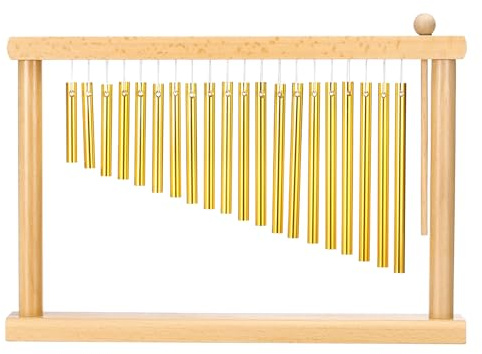 sourcing map 20 Töne Glockenspiel Bar Tischplatte Windspiel Musik Percussion Instrument mit Schlägel für entspannende Meditation Büro Dekoration (Goldton)