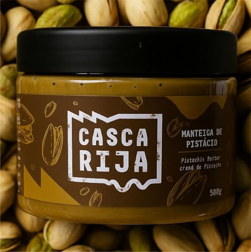 CASCA RIJA: Crema de Pistacho 500g | 99,8% Granos de Pistacho con Piel + 0,01% Canela Molida + 0,01% Jengibre em Polvo | 100% Natural y Cremosa Sin Trozos de Pistachos, Vegan