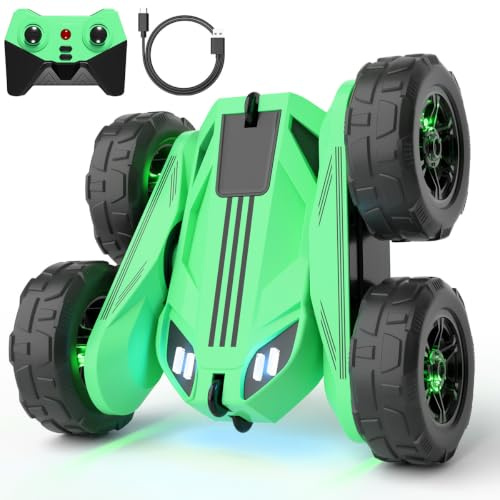 Voiture Télécommandée USB Chargement Direct avec LED,2.4Ghz 360° Rotation Monster Truck Tout Terrain,RC Voiture Radiocommandée Cadeau Jouet Enfants 3-12 Ans Garçon Fille