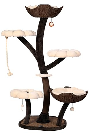 Catclusive® Arbre à chat « Le Fleuron » – 145 cm élégant arbre à chat design avec sisal, base stable et surfaces douces pour se reposer, arbre à griffer et à grimper de haute qualité pour appartement