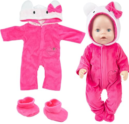 Puppenkleidung 35-43 cm, Kleidung Outfits für Baby Puppen, Puppenzubehör, Puppenkleider, Geschenke für Mädchen Kinder (Rot)