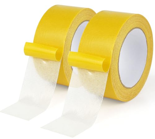 BOMEI PACK 2 Rollen Teppichklebeband Doppelseitiges Klebeband für Teppichfixierung und vielseitige Anwendungen- 50mm*25m