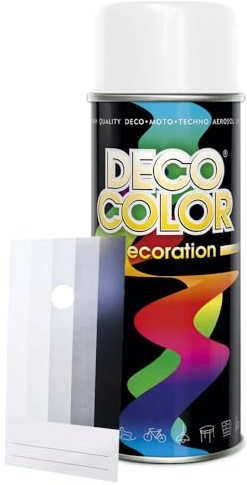 Craft-Equip DC 1 Stück Lackspray Glanz nach RAL in 400ml zur Lackierung von Auto Stahl Aluminium Beton Holz und Spritzmusterkarte (1 Dose in weiss glanz RAL 9010 + Karte)