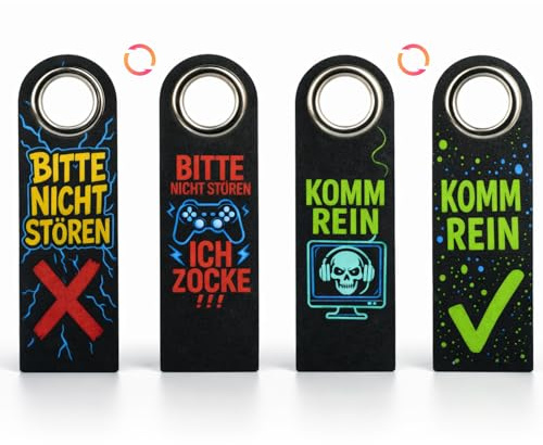 Bitte Nicht Stören Schild für Jungen 11-16 Jahre - 2er Set mit Metallverstärkung, Klettstoff, Gaming Türhänger Doppelseitig, Jugendzimmer Deko, ICH ZOCKE! & KOMM REIN
