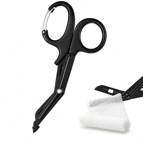 Ciseaux Médicaux, Ciseaux Infirmier Bandage Plâtre Militaire, Pour Infirmière Urgence Traumatologie, Soins Premiers Secours, Taille 18.5 cm, Couleur Noire, Unité Unique