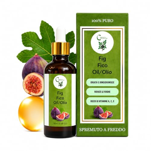 Cresci Più Olio di semi di Fico Naturale per Viso e Pelle - 50ml | Ficus Carica 100% naturale spremuto a freddo. Idrata, nutre e rasserena pelli secche e sensibili. Ricco di vitamine A, C ed E