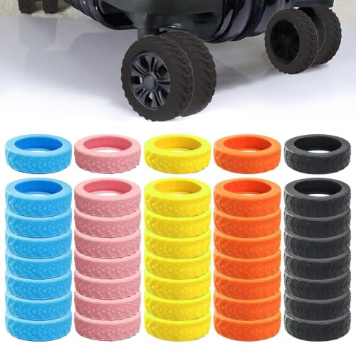 Ruiunchu 40 Pcs Suitcase Wheel Protectors Luggage Covers for 5-7cm Wheels | Anti Dust Anti Scratch Noise-Reducing Rubber,Vibrant Colours Protector for Suitcases Office Chairs Caster Home Furniture