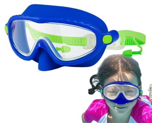 Simglasögon för barn med nässkydd Dimfria Läckagesäkra Poolögonskydd | Barn dykgoggles med justerbara slagtåliga linser För åldrarna 4-15 pojke flicka ungdom sjö älv hav sommar snorkling