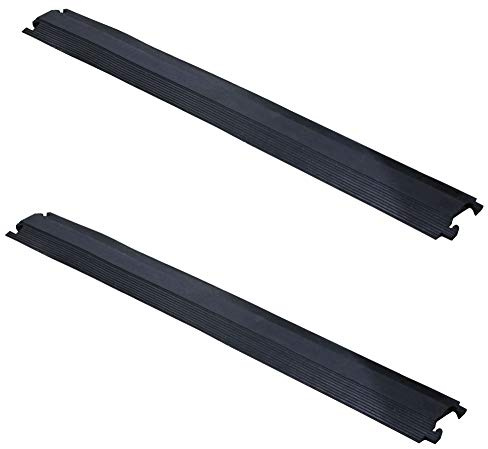 ADO - Pasacable de goma para suelo protección de Cables eléctricos de 1 vía 102x13cm. protector de cables/pasacables de goma flexible para colocar en el suelo (2- Pasacables negros)