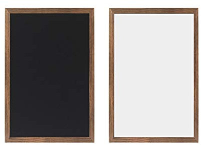 Ommda Kombitafel aus Kreidetafel und Whiteboard Magnet Rechteckig Holzrahmen Korktafel Memoboard Pinnwand Wand Filz für Büro,BrownWood Rahmen,40x60cm