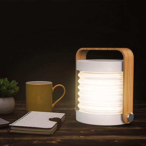 Felenny Lampada Lanterna Pieghevole Portatile Touch Control LED Light with Wooden Handle Lantern Light USB Ricaricabile Dimmerabile Scrivania Night Light for Bedroom Living Room Home