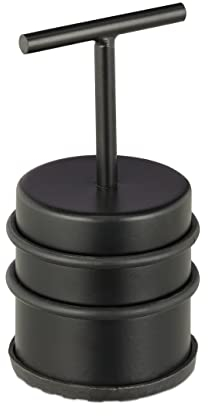 Relaxdays Fermaporta con Manico, Blocca Porta & Finestra, Rotondo & Alto, da Interno, Acciaio & Gomme, D: ∅7 cm, Nero