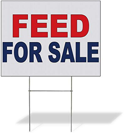 Fastasticdeals Weatherproof Yard Sign Feed for Sale Red Blue Lawn Garden Store 18x12 Inches 2 Sides Print