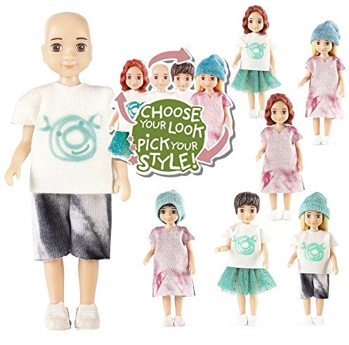 Lundby Puppenhaus Puppen Set mit 9 Teilen - Puppe für Jungs & Mädchen - Moderne Puppe mit Haaren & Puppenkleidung - Hochwertiges Puppenhaus Zubehör - 1:18 Puppe klein 15x35x90mm - Puppe ab 3 Jahre