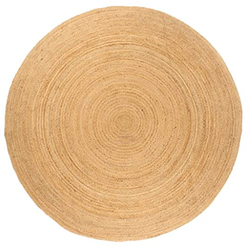 vidaXL Teppich Jute Geflochten Handgefertigt Wohnzimmerteppich Juteteppich Handwebteppich Bodenmatte Schlafzimmer Wohnzimmer Flur 210cm Rund