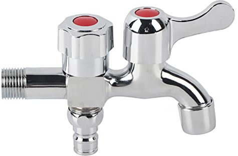 SYH&AQYE Doppel Wasserhahn Garten überall Messing mit Befestigung frostsicher mit Adapter für Gartenschlauch und Gewinde Doppel-Anschluss Verteiler Schlauchadapter