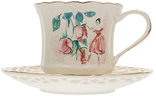 FülleMore Espressotasse Set 180ml Kaffeetasse mit Untertasse,Keramik Cappuccino Tassen Mokkatasse Geschenk für Weihnachten Geburtstag Hochzeit (Mädchen-Muster)