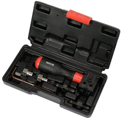 Yato Profi Bördelgerät für Bremsleitungen Satz, 6-teiliges Set, DIN und SAE, 4,75 mm 6,35 mm, OP1 OP2, leicht und handlich, Einsatz direkt am Fahrzeug