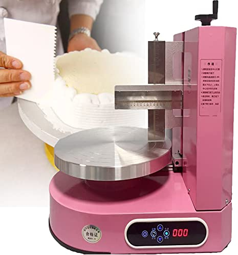 JINTAOMA Birthday Cake Cream Smooth Coating Decoration Machine, Electrical Rotating Adjustable Cake Edge Surface Scraper, 4-12 InchCake Icing Smoother Tool Baking Birthday Cake Tools,Pink-110V