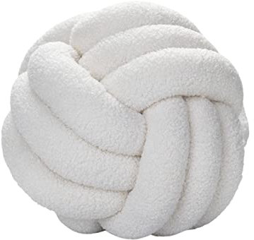 Soft Knot Ball Pillow,11 in Lamb Wool Throw Pillows, Knot Ball Pillow Boucle Ball Handmade Knotted Ball for Couch Chair Cushion, Decorative Knot Ball Pillow for Living Room Bedroom Car(Off white)