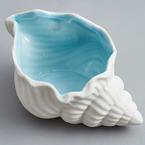 Disoza Coquille Coquille Déco Plateau à bijoux Sea Shell Décor 19.5 * 12 * 9cm Plateau à bijoux Céramique Plateau à clés Assiette à manger Porcelaine Desserte Coupelle à clés Couloir Porte-clés