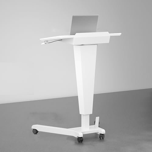 YQMHEZ Mobiles Laptop-Podium, höhenverstellbare Sitz-Steh-Rednerpulte, mit neigbarer Tischplatte, Büro-Podiumsständer auf Rollen, Rednerpult (Color : Wit)